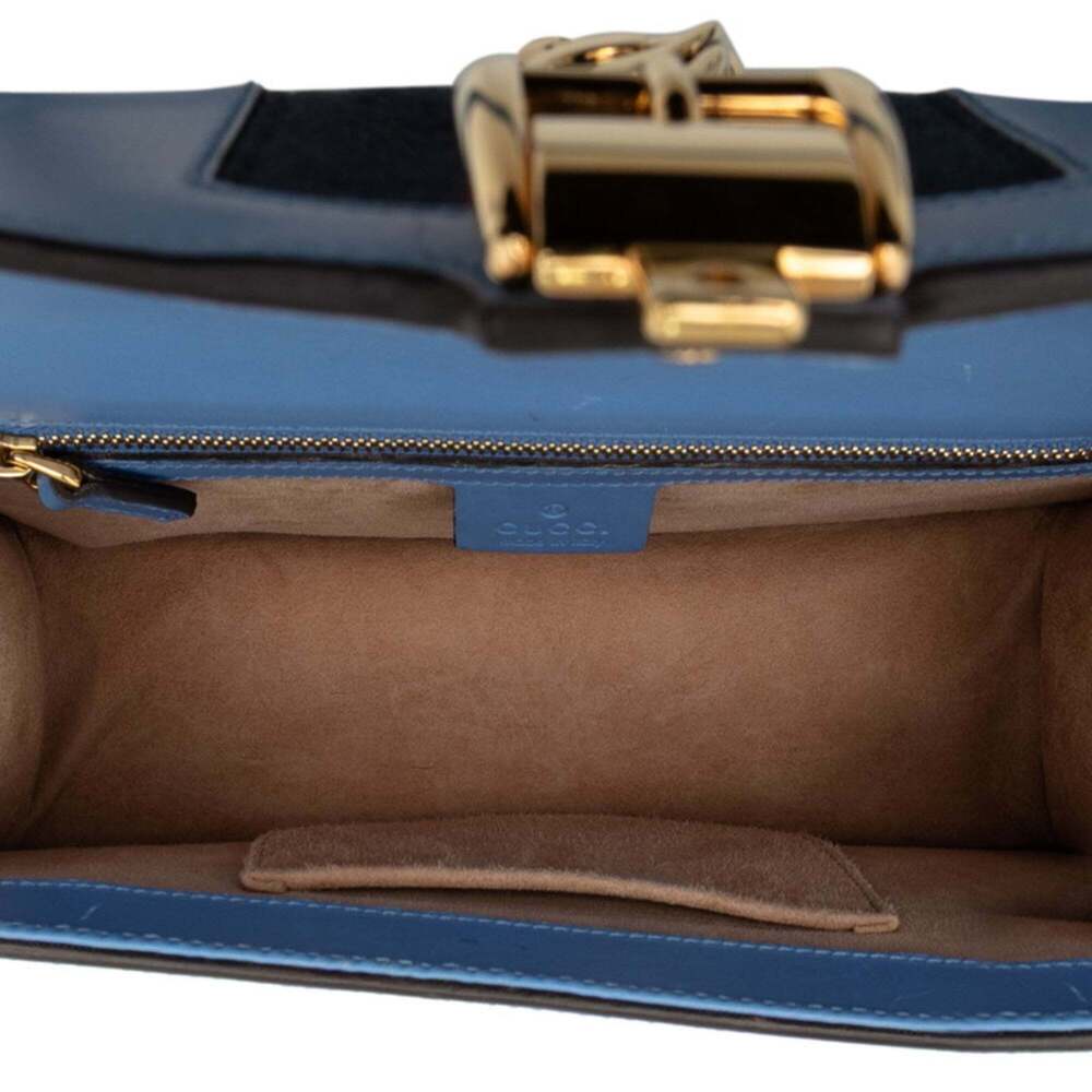 GUCCI Authentic Blue Leather Sylvie Shoulder Bag - Picture 4 of 6
